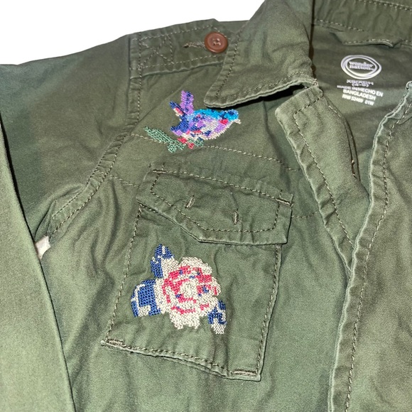 Wonder Nation Little Girl Utility Jacket Embroidered Details Army Green 4/5 XS - Picture 6 of 6